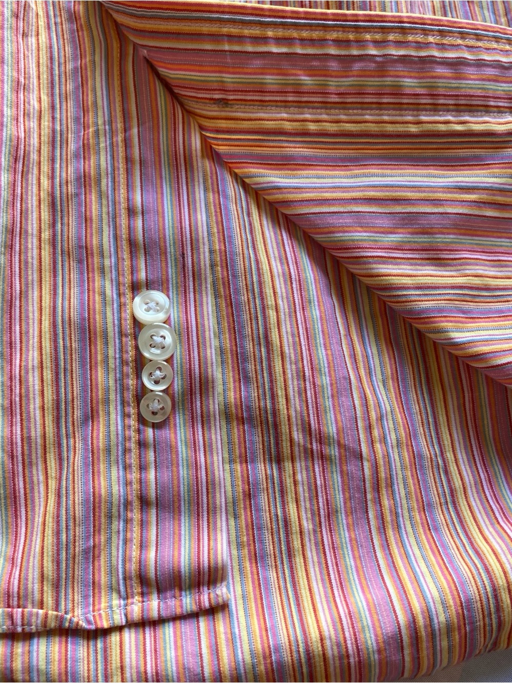 Lands' End Pink & Yellow Multi-Stripe Button-Down Shirt - Picture 10 of 11